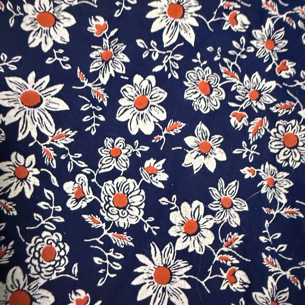 J Crew Navy Floral Organic Cotton Button Down S Shirt Cottagecore Coastal Preppy - Picture 5 of 5